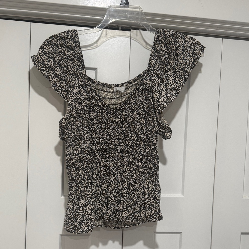 Japna Black and White Floral Blouse